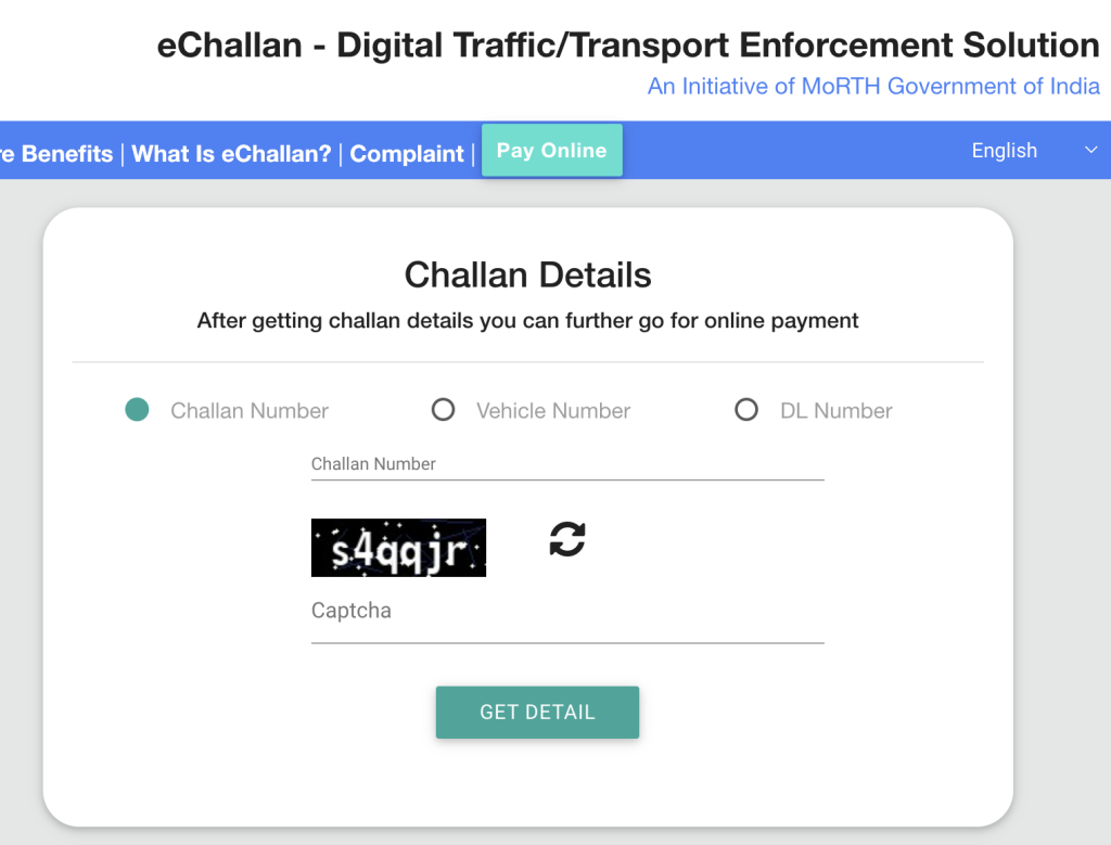 Traffic e-challan check